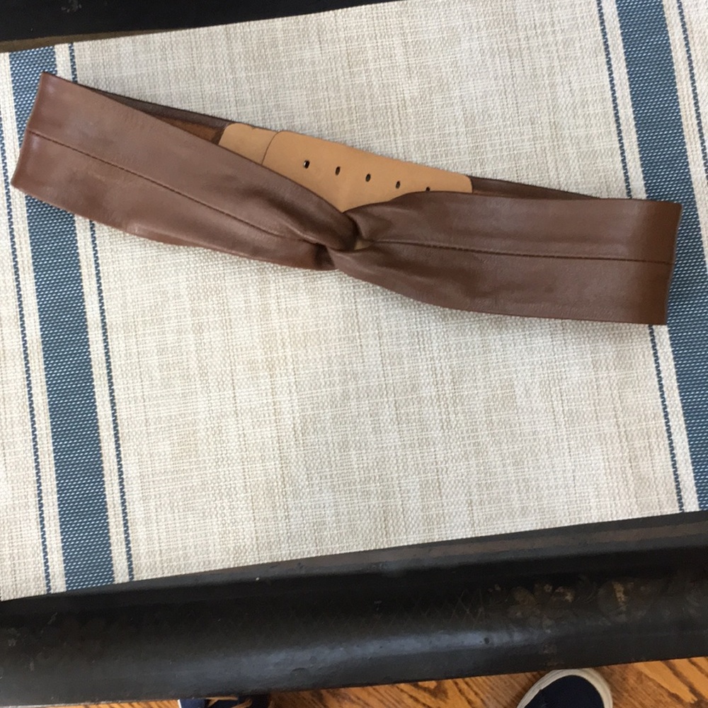 Milk chocolate brown leather belt